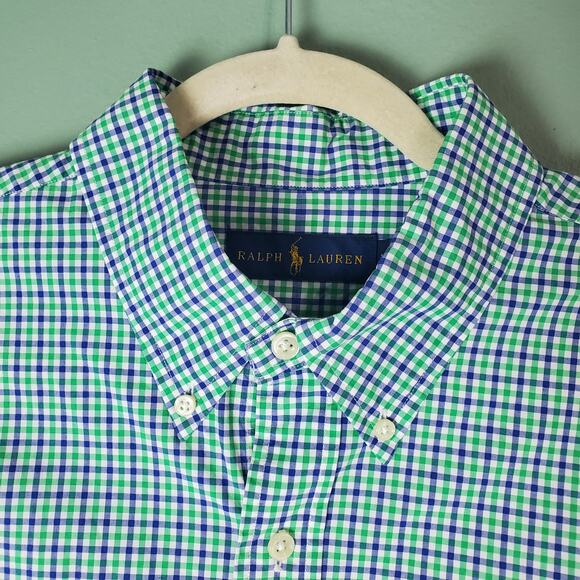 Ralph Lauren Men's Blue Green Plaid Button Down Long Sleeve Shirt Size XL - Picture 4 of 7